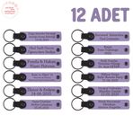 MiaWiki İsimler Yazılabilen Deri Anahtarlık 12'li Set, Standart, MH-KAN8570X12, Mor Menekşe, üniseks-yetişkin