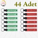 MiaWiki İsimler Yazılı Hatıra Anahtarlık 44'lü Set, Standart, MH-KAN9032X44, Açık Yeşil & Nar Çiçeği, üniseks-yetişkin