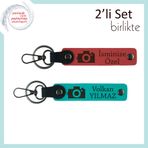 MiaWiki İsimli 2'li Anahtarlık Takımı Fotoğraf Makinesi, Standart, MH-KAN-39817x2, nar çiçeği-koyu turkuaz, üniseks-yetişkin
