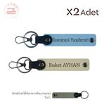MiaWiki İsimli & Soyisimli 2'li Anahtarlık Hediye Seti, Standart, MH-KAN-1364x2, Gök Mavi-Sütlü Kahve-Gri, üniseks-yetişkin