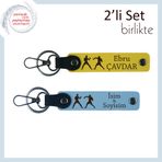 MiaWiki İsme Özel 2'li Deri Anahtarlık, Standart, MH-KAN-40294x2, sarı-gök mavi, üniseks-yetişkin