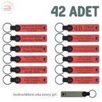 MiaWiki İsme Özel 42'li Hatıra Deri Anahtarlık, Tek Ebat, MH-KAN8537X42, Nar Çiçeği & Gri, üniseks-bebek