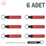 MiaWiki İsme Özel 6'lı Hatıra Deri Anahtarlık Set, Standart, MH-KAN8537X6, Nar Çiçeği & Gri, üniseks-yetişkin