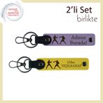 MiaWiki İsme Özel Anahtarlık Seti Mor Menekşe-Sarı, Standart, MH-KAN-40231x2, mor menekşe-sarı, üniseks-yetişkin
