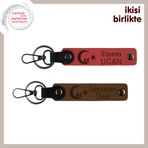 MiaWiki İsme Özel Deri Anahtarlık Çocuk Ayyıldız Motifli, Standart, MH-KAN-34769x2, nar çiçeği-açık kahve, üniseks-yetişkin