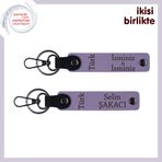 MiaWiki İsme Özel Deri Anahtarlık Set Türk Yazısı, Standart, MH-KAN-34437x2, mor menekşe-mor menekşe, üniseks-yetişkin