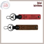 MiaWiki İsme Özel Deri Anahtarlık Üç Hilal Motifli, Standart, MH-KAN-34121x2, nar çiçeği-açık kahve, üniseks-yetişkin