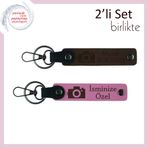 MiaWiki İsme Özel Fotoğraf Makinesi Temalı Anahtarlık, Standart, MH-KAN-39732x2, koyu kahve-pembe, üniseks-yetişkin