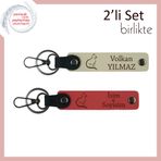MiaWiki İsme Özel Kedi Temalı Anahtarlık Seti, Standart, MH-KAN-40642x2, sütlü kahve-nar çiçeği, üniseks-yetişkin