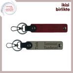 MiaWiki İsme Özel Türk Yazısı Deri Anahtarlık Seti, Standart, MH-KAN-34309x2, bordo-kül gri, üniseks-yetişkin