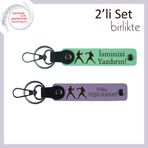 MiaWiki İsme Özel Yazılı Anahtarlık Seti Boks Desenli, Standart, MH-KAN-39964x2, açık yeşil-mor menekşe, üniseks-yetişkin