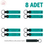 MiaWiki İsme Yazılan Deri Hediyelik Anahtarlık 8'li Set, Standart, MH-KAN8567X8, Koyu Turkuaz & Siyah, üniseks-bebek
