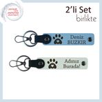MiaWiki Kalpli Pati Deri Anahtarlık Takımı, Standart, MH-KAN-36809x2, gök mavi-beyaz, üniseks-yetişkin