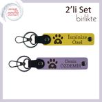 MiaWiki Kalpli Pati Figürlü Kişisel Deri Anahtarlık, Standart, MH-KAN-36979x2, sarı-mor menekşe, üniseks-yetişkin