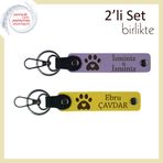 MiaWiki Kalpli Pati Motifli Deri Anahtarlık Seti, Standart, MH-KAN-36911x2, mor menekşe-sarı, üniseks-yetişkin