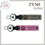 MiaWiki Kalpli Pati Motifli Deri Anahtarlık Takımı, Standart, MH-KAN-36873x2, kül gri-pembe, üniseks-yetişkin