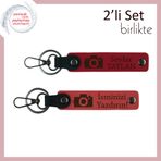 MiaWiki Kamera Temalı İsme Özel 2'li Anahtarlık Hediyesi, Standart, MH-KAN-39785x2, kırmızı-nar çiçeği, üniseks-yetişkin