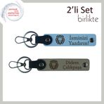 MiaWiki Kaplan Başlı Kişisel Deri Anahtarlık, Standart, MH-KAN-38313x2, gök mavi-kül gri, üniseks-yetişkin