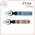 MiaWiki Kaplan Desenli Kişisel Yazılabilir Anahtarlık, Standart, MH-KAN-38322x2, gök mavi-yavru ağzı, üniseks-yetişkin