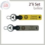 MiaWiki Kaplan Figürlü Deri Anahtarlık Seti, Standart, MH-KAN-38475x2, sarı-kül gri, erkek