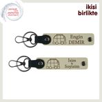 MiaWiki Karavan Figürlü Kişisel İsimli Deri Anahtarlık, Standart, MH-KAN-35281x2, sütlü kahve-sütlü kahve, üniseks-yetişkin