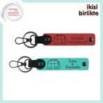 MiaWiki Karavan Temalı Deri Anahtarlık Çifti, Standart, MH-KAN-35210x2, nar çiçeği-turkuaz, üniseks-yetişkin
