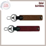 MiaWiki Karavan Temalı Deri Anahtarlık Seti, Standart, MH-KAN-34898x2, açık kahve-bordo, üniseks-yetişkin