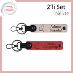 MiaWiki Kedi Temalı Kişisel Yazılı Anahtarlık Seti, Standart, MH-KAN-40606x2, pudra-nar çiçeği, üniseks-yetişkin