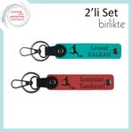 MiaWiki Kişisel Deri Anahtarlık Takımı Futbol Figürlü, Standart, MH-KAN-39425x2, koyu turkuaz-nar çiçeği, üniseks-yetişkin