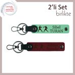 MiaWiki Kişisel İsimli Anahtarlık Seti Boks Eldivenli, Standart, MH-KAN-39957x2, açık yeşil-bordo, üniseks-yetişkin