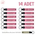MiaWiki Kişisel İsimli Deri Anahtarlık 14'lü Set, Standart, MH-KAN8580X14, Pembe & Sütlü Kahve, üniseks-bebek