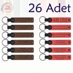 MiaWiki Kişisel Mesajlı Deri Anahtarlık 26'lı Set, Standart, MH-KAN9018X26, Açık Kahve & Nar Çiçeği, üniseks-yetişkin