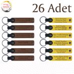 MiaWiki Kişisel Mesajlı Deri Anahtarlık 26'lı Set, Standart, MH-KAN9021X26, Açık Kahve & Sarı, üniseks-yetişkin