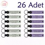MiaWiki Kişisel Mesajlı Deri Anahtarlık 26'lı Set, Standart, MH-KAN9044X26, Beyaz & Mor Menekşe, üniseks-yetişkin