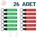 MiaWiki Kişisel Mesajlı Deri Anahtarlık 26'lı Set, Standart, MH-KAN9057X26, Fıstık Yeşili & Nar Çiçeği, üniseks-yetişkin