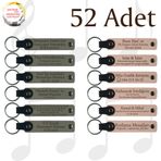 MiaWiki Kişisel Mesajlı Deri Hediyelik Anahtarlık, 52'li Set, MH-KAN9089X52, Kül Gri & Pudra, üniseks-yetişkin