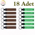 MiaWiki Kişisel Mesajlı Hediye Deri Anahtarlık 18'li Set, Küçük Boy, MH-KAN9012X18, Açık Kahve & Fıstık Yeşili, üniseks-yetişkin
