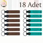 MiaWiki Kişisel Mesajlı Hediye Deri Anahtarlık 18'li Set, Küçük Boy, MH-KAN9014X18, Açık Kahve & Koyu Turkuaz, üniseks-yetişkin