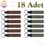 MiaWiki Kişisel Mesajlı Hediye Deri Anahtarlık 18'li Set, Standart, MH-KAN9015X18, Açık Kahve & Kül Gri, üniseks-yetişkin