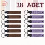 MiaWiki Kişisel Mesajlı Hediye Deri Anahtarlık 18'li Set, Standart, MH-KAN9017X18, Açık Kahve & Mor Menekşe, üniseks-yetişkin