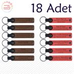 MiaWiki Kişisel Mesajlı Hediye Deri Anahtarlık 18'li Set, Standart, MH-KAN9018X18, Açık Kahve & Nar Çiçeği, üniseks-yetişkin