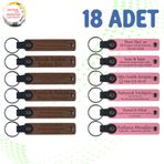 MiaWiki Kişisel Mesajlı Hediye Deri Anahtarlık 18'li Set, Standart, MH-KAN9019X18, Açık Kahve & Pembe, üniseks-yetişkin