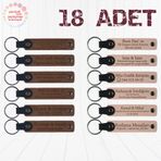 MiaWiki Kişisel Mesajlı Hediye Deri Anahtarlık 18'li Set, Standart, MH-KAN9020X18, Açık Kahve & Pudra, üniseks-yetişkin