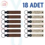 MiaWiki Kişisel Mesajlı Hediye Deri Anahtarlık 18'li Set, Standart, MH-KAN9022X18, Açık Kahve & Sütlü Kahve, üniseks-yetişkin