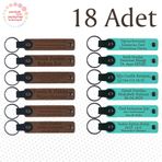 MiaWiki Kişisel Mesajlı Hediye Deri Anahtarlık 18'li Set, Standart, MH-KAN9023X18, Açık Kahve & Turkuaz, üniseks-yetişkin
