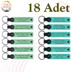 MiaWiki Kişisel Mesajlı Hediye Deri Anahtarlık 18'li Set, Standart, MH-KAN9037X18, Açık Yeşil & Turkuaz, üniseks-yetişkin
