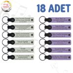 MiaWiki Kişisel Mesajlı Hediye Deri Anahtarlık 18'li Set, Standart, MH-KAN9044X18, Beyaz & Mor Menekşe, üniseks-yetişkin