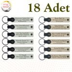 MiaWiki Kişisel Mesajlı Hediye Deri Anahtarlık 18'li Set, Standart, MH-KAN9049X18, Beyaz & Sütlü Kahve, üniseks-yetişkin