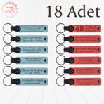 MiaWiki Kişisel Mesajlı Hediye Deri Anahtarlık 18'li Set, Standart, MH-KAN9068X18, Gök Mavi & Nar Çiçeği, üniseks-yetişkin