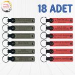 MiaWiki Kişisel Mesajlı Hediye Deri Anahtarlık 18'li Set, Standart, MH-KAN9087X18, Kül Gri & Nar Çiçeği, üniseks-yetişkin